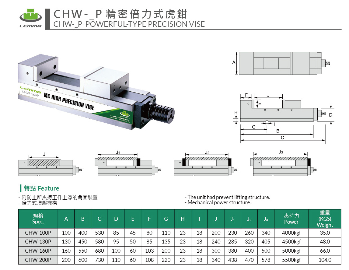CHW-P精密倍力式虎鉗